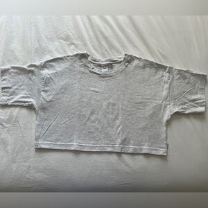 Aritzia TNA Heather Cloud White Cropped Tee